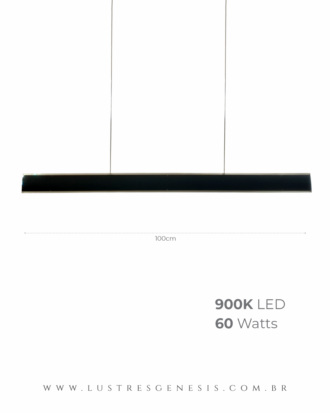 Luminária Pendente Moderno Linear Slim Preto instalada acima de uma mesa de jantar em ambiente minimalista. Lustres Gênesis loja online de Lustres e Iluminação Decorativa